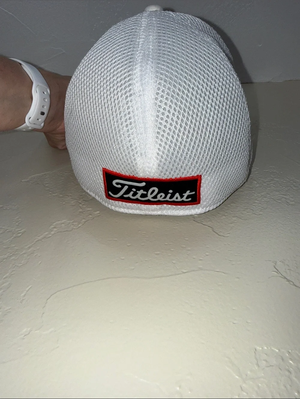 Titleist New Era Fitted Pro V1 White Cap with Black Script Medium-Large